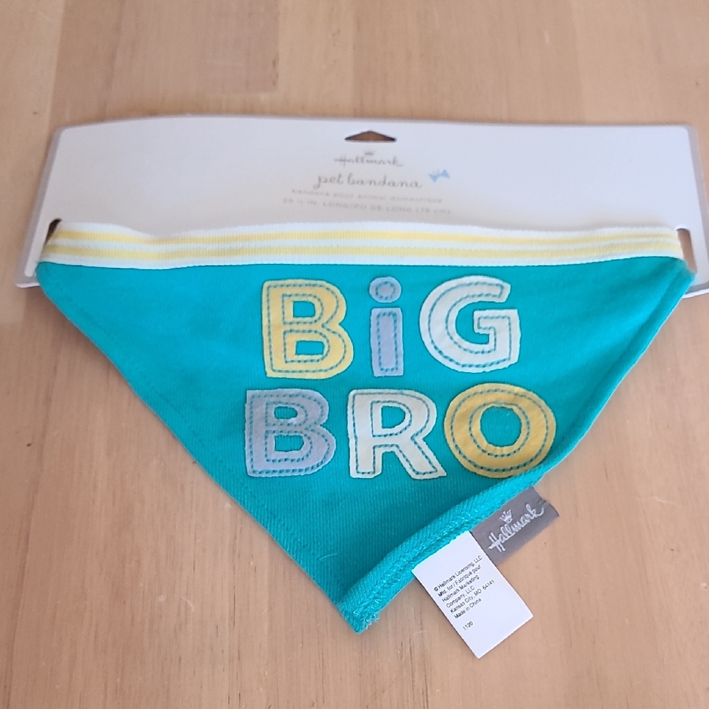 Hallmark Big Bro Dog Bandana - Teal and Yellow